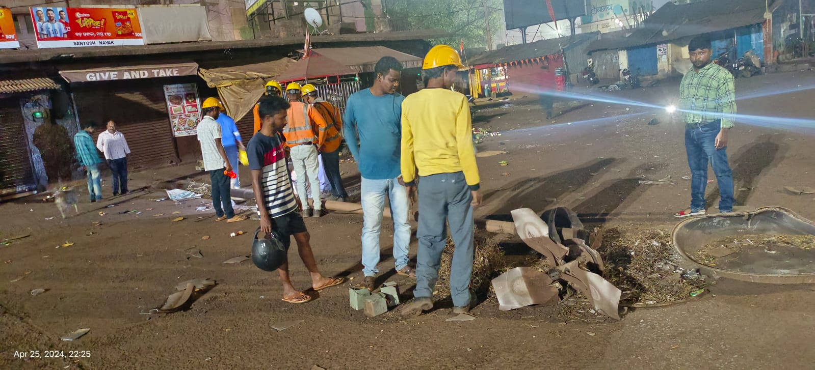 Electricity department and municipality removed the high mast light