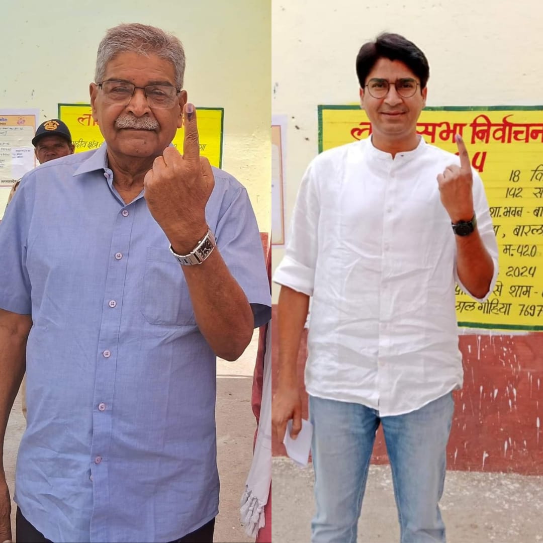 पूर्व मंत्री गौरीशंकर शेजवार और उनका बेटा मुदित शेजवार।