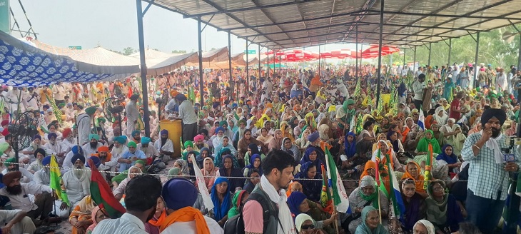 शंभू बॉर्डर पर इकट्ठे हुए किसान।