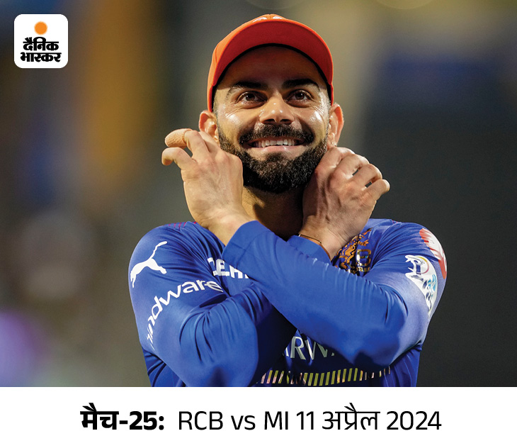 बाउंड्री पर फील्डिंग कर रहे RCB के विराट कोहली ने हार्दिक पंड्या के लिए तालियां बजवाईं। कोहली मैच के दौरान दर्शकों से बातें करते हुए भी नजर आए। इस दौरान दर्शकों के सामने कोहली ने अपने कान पकड़े।