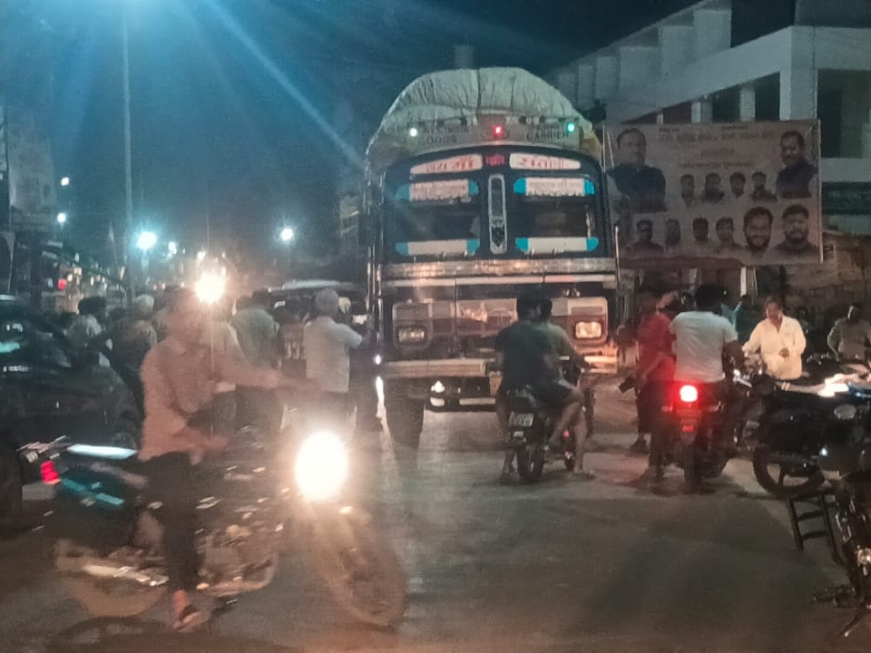 The truck lost control and hit the car