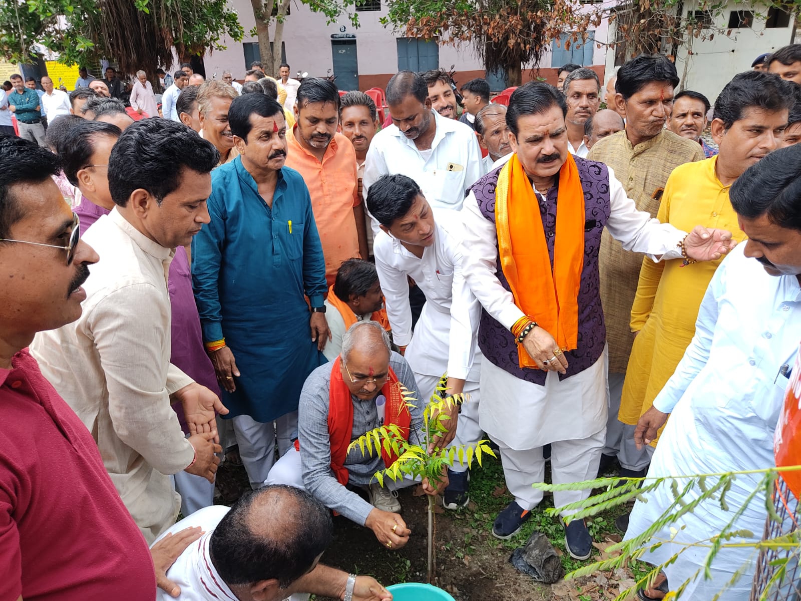 One tree in the name of mother campaign | एक पेड़ मां के नाम अभियान:  राज्यमंत्री टेटवाल ने किया पौधारोपण; बोले- गोमाता के साथ कुछ होता है तो  सरपंच- जनपद सदस्य पर