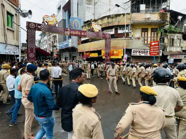Ahmedabad Police rehearsed the Rath Yatra on Friday.
