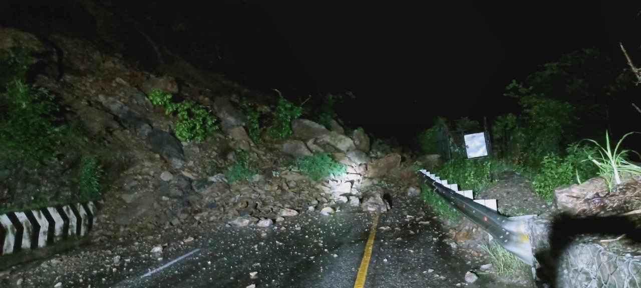 The Madan-Ashri highway was jammed after the landslide.