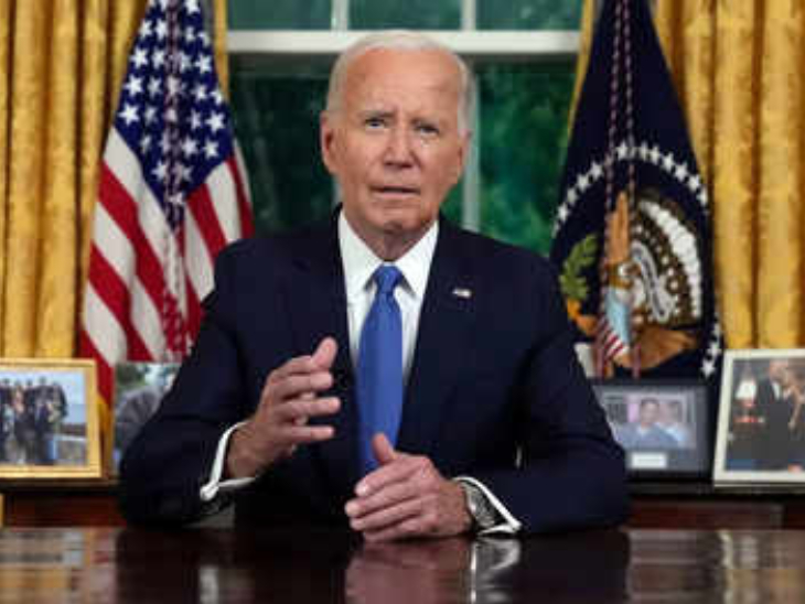 बाइडेन ने राष्ट्रपति पद से दावेदारी वापस लेने के बाद पहली बार अमेरिका के लोगों को संबोधित किया। (फाइल) - Dainik Bhaskar