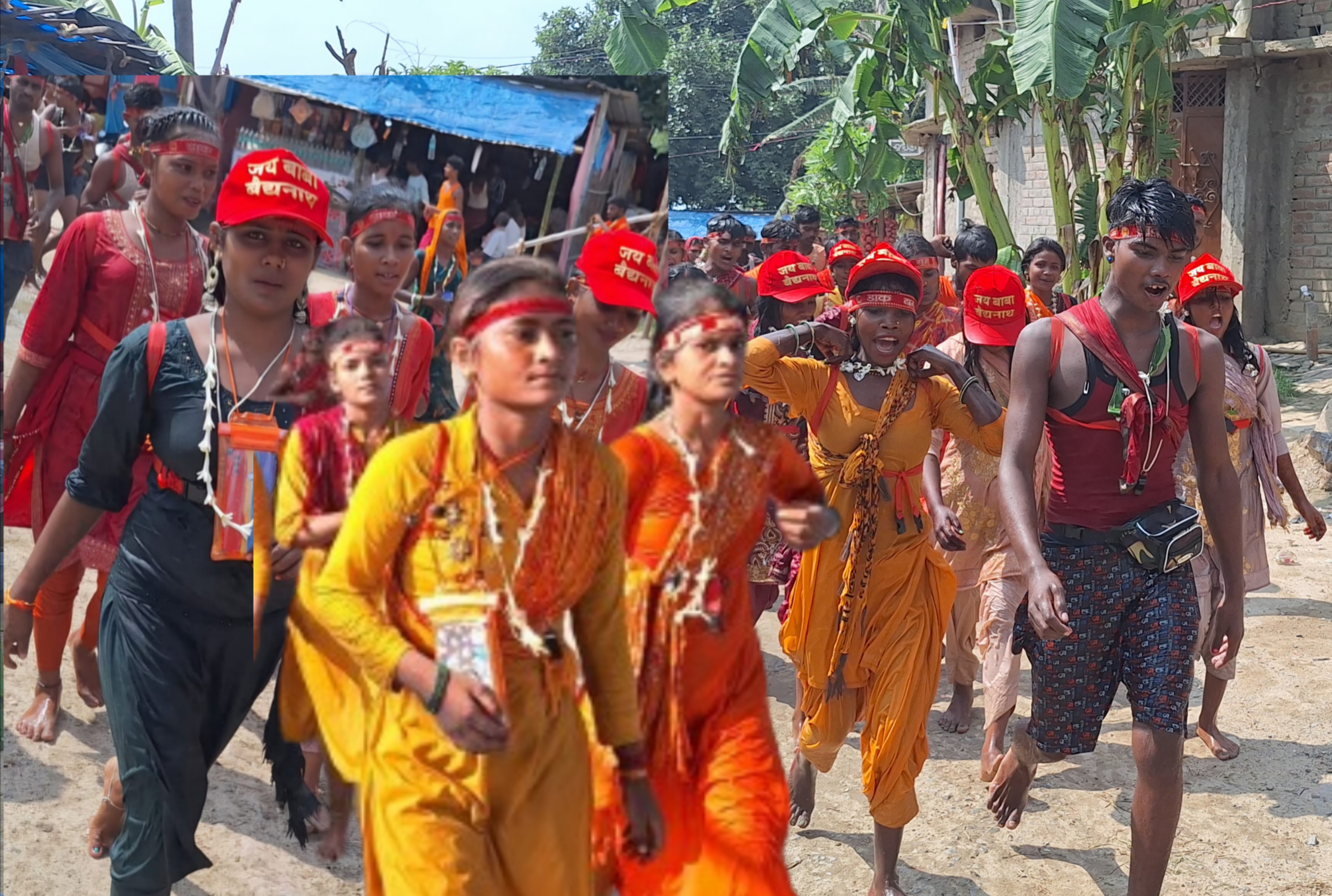 Path Baba Baba Garibnath path from Pahelijaghat Dham was filled with saffron ...