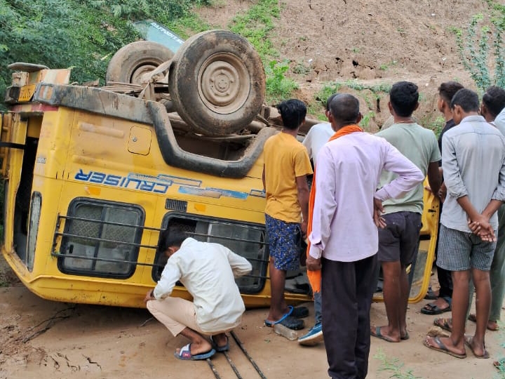 School bus carrying students overturned in a ditch
