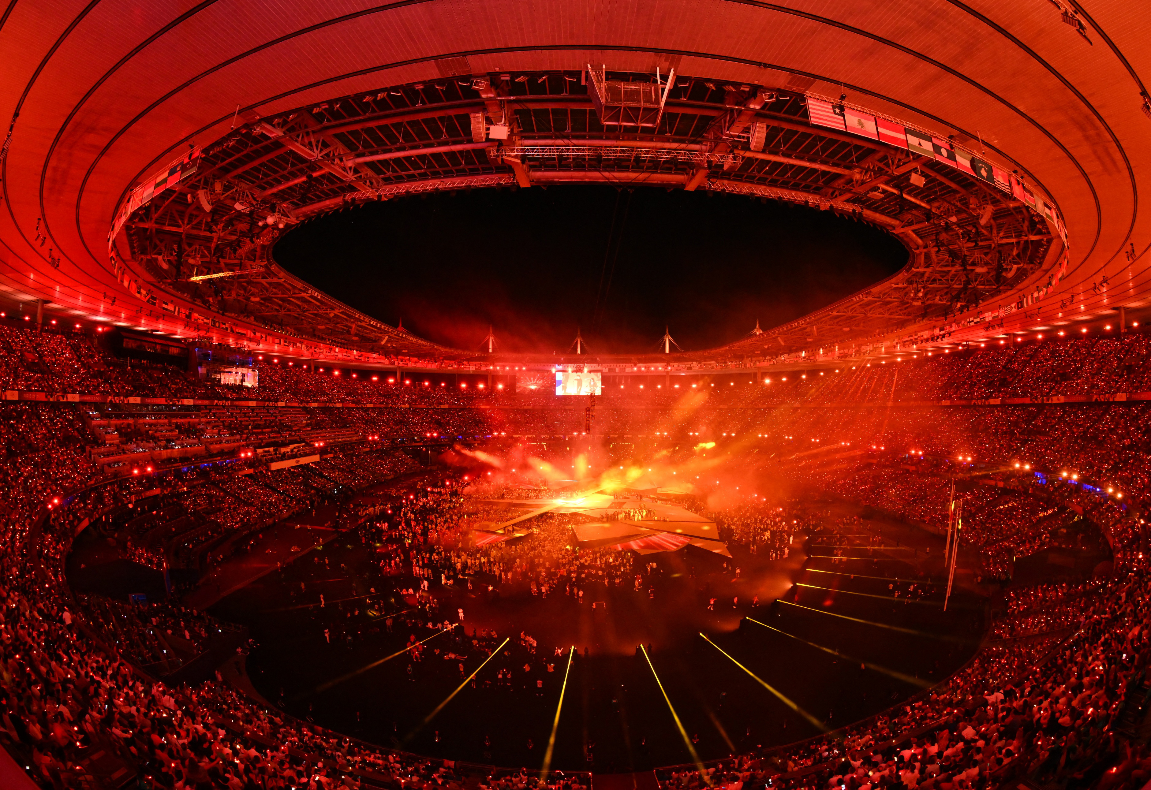 The Stade de France during the ceremonial lighting.