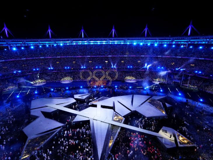 Photo of the Stade de France during the closing ceremonies.