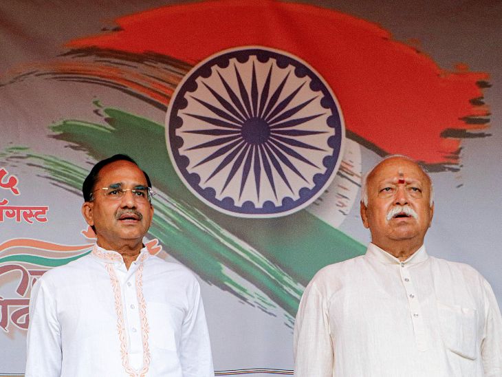 नागपुर में राष्ट्रीय स्वयंसेवक संघ के मुख्यालय में स्वतंत्रता दिवस समारोह में संघ प्रमुख मोहन भागवत शामिल हुए।