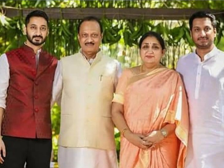 Ajit Pawar with wife Sunetra Pawar and sons Parth-Jay. (File photo)