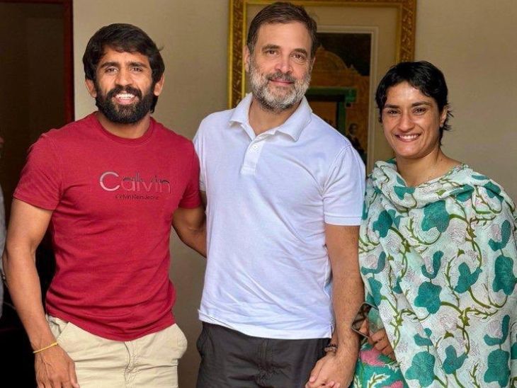 दिल्ली में विनेश फोगाट और बजरंग पूनिया ने 4 सितंबर को राहुल गांधी के साथ मुलाकात की थी।