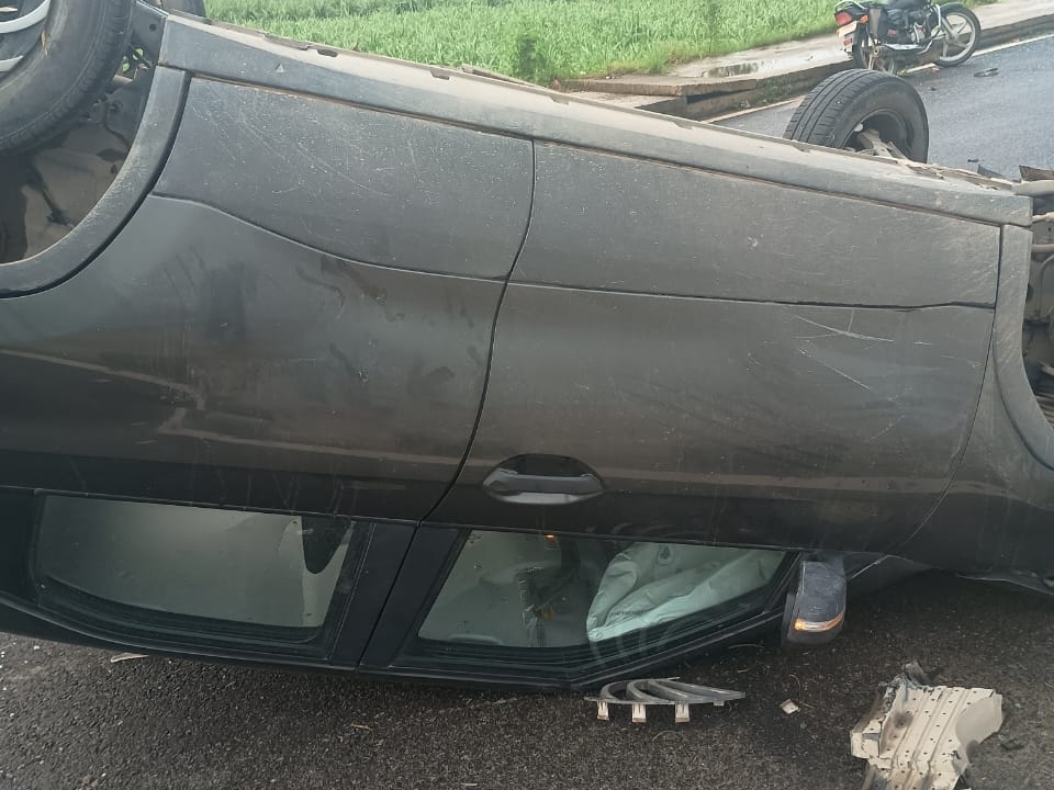The car lost control and hit the divider and overturned