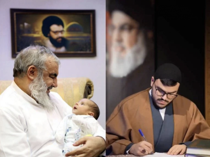 नसरल्लाह अपने सबसे छोटे बेटे महदी के बच्चे के साथ।
