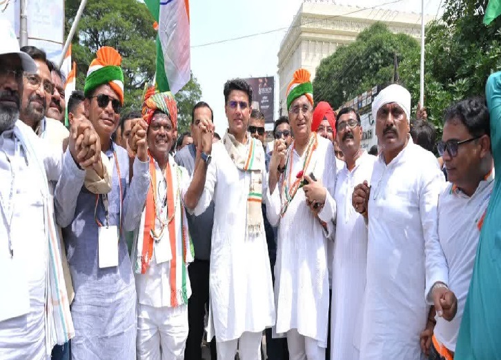कांग्रेस न्याय यात्रा में प्रदेश प्रभारी सचिन पायलट शामिल हुए।