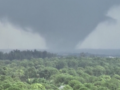 मिलटन की वजह से फ्लोरिडा के एक स्टेडियम की छत भी उखड़ गई। - Dainik Bhaskar