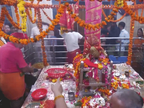 यूपी के प्रयागराज में स्थित अलोपी मंदिर में सुबह से भक्त पूजा करने पहुंचे।