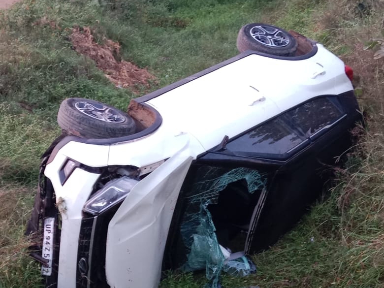 A high speed car lost control and fell into a canal in Lalitpur