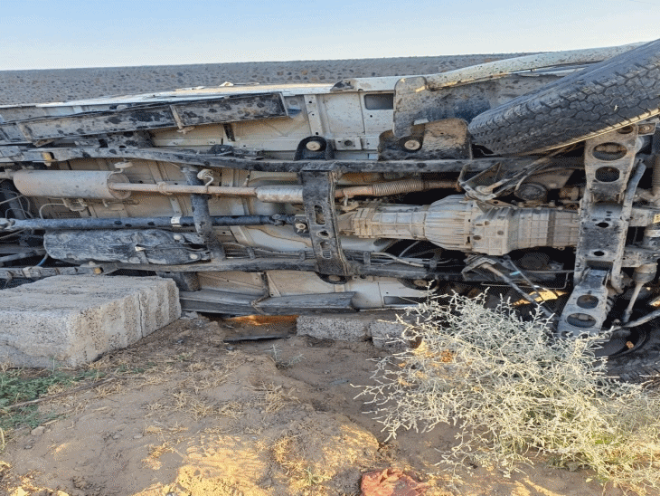 The uncontrolled Bolero camper went off the highway, overturned and hit ...