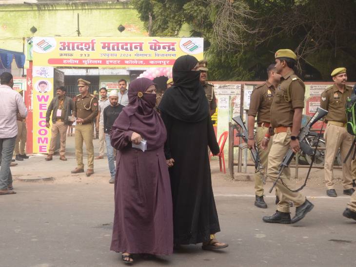 पुलिस की सख्ती के बावजूद हलीम इंटर कॉलेज में जमकर हुआ मतदान।