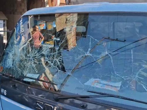 On Monday, protesters vandalized vehicles. A policeman was injured due to the violence.