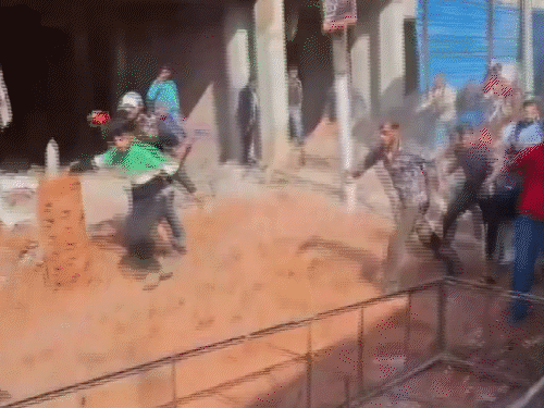 Protesters carried out vandalism during a protest rally on Monday.