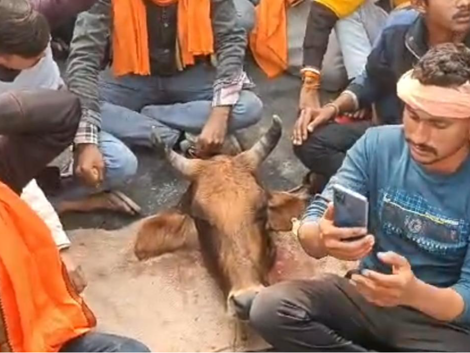 Villagers angry with cow slaughter blocked the highway