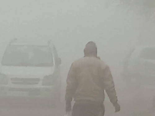 घने कोहरे के कारण श्रीगंगानगर की सड़कों पर चलना मुश्किल हो गया। सामने आ रही गाड़ियां भी नहीं दिख रही थीं।