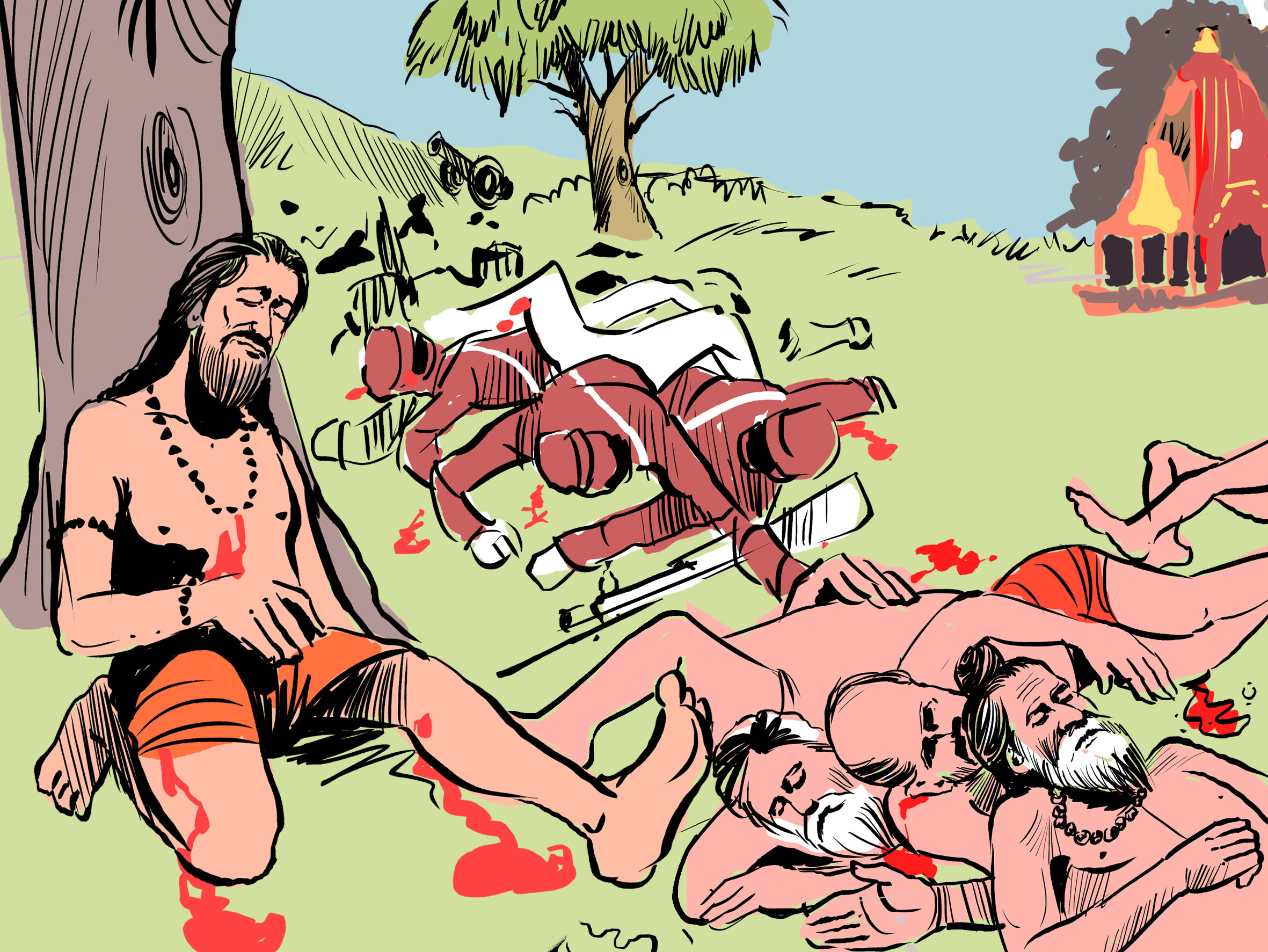 Dead bodies of Naga Sadhus and British soldiers were scattered in Sant Gangadas Shala.