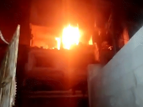 A building in Gaza caught fire after the Israeli attack late on Wednesday night.