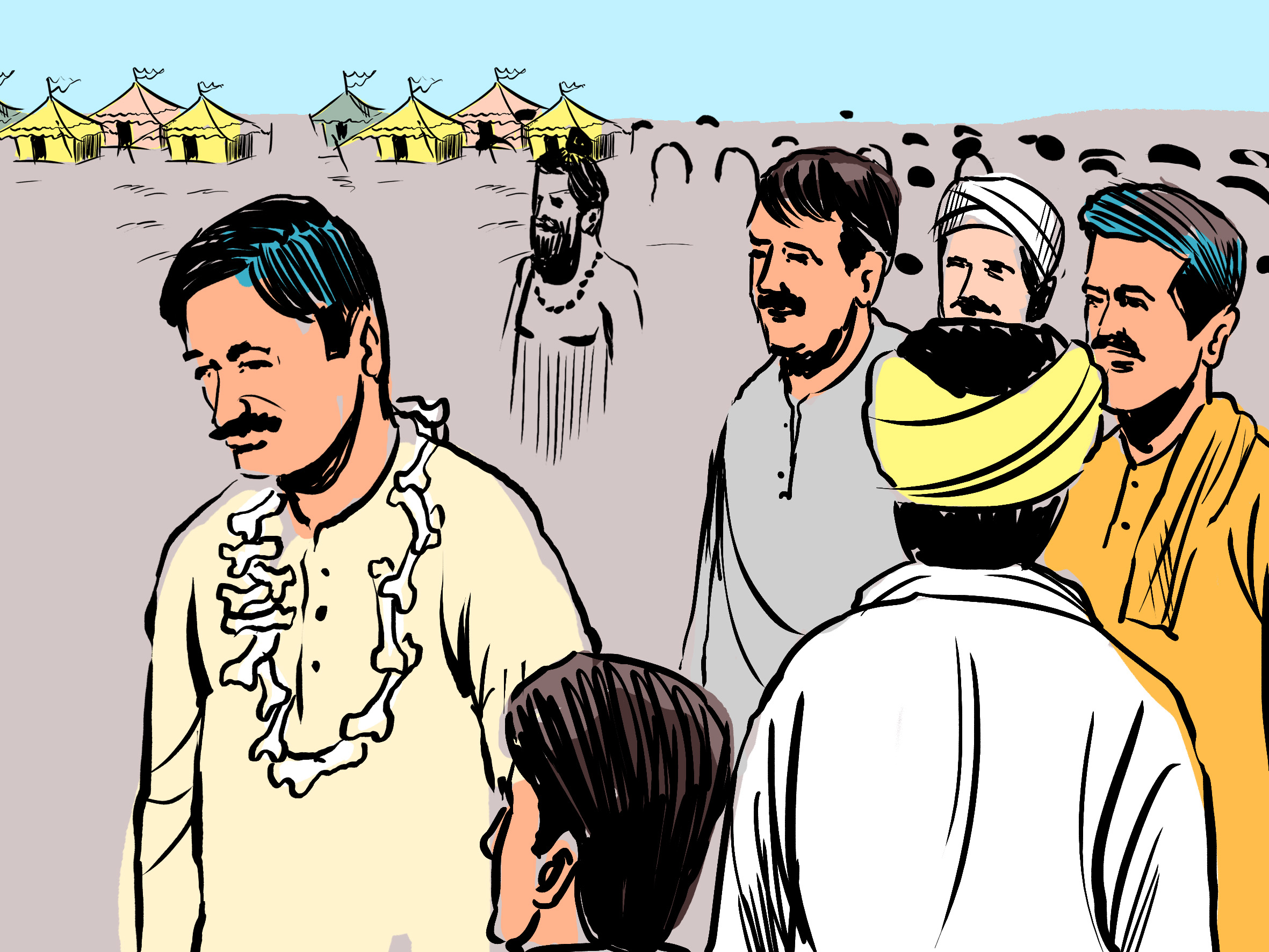 इंसानी हड्डियों की माला पहनकर गंगा में बेटे की अस्थियां प्रवाहित करने जाता परिवार।