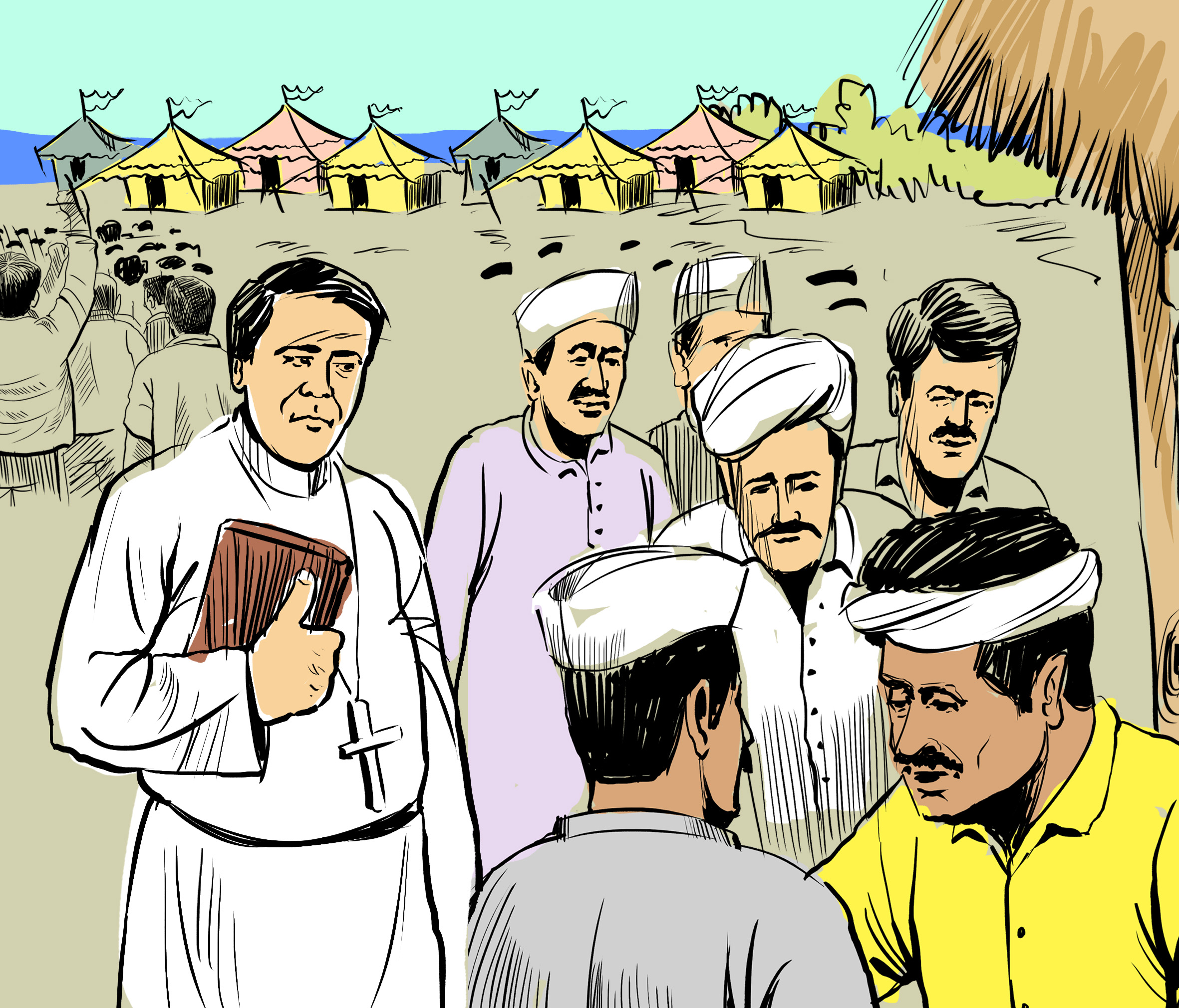 संगम क्षेत्र में धर्मांतरण के लिए घूमता हुआ पादरी।