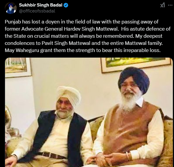 ਸੁਖਬੀਰ ਸਿੰਘ ਬਾਦਲ ਵੱਲੋਂ ਟਵੀਟ.