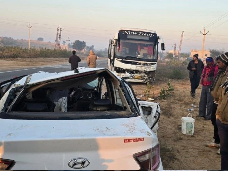 बस बीकानेर से जयपुर की ओर आ रही थी। कार सवार बीकानेर जा रहे थे।