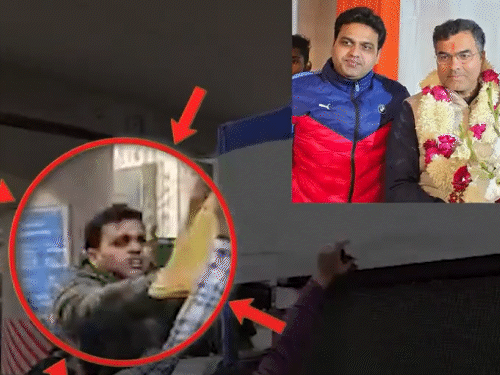 AAP के जारी वीडियो में पहले हमलावर को रोहित त्यागी बताया गया।