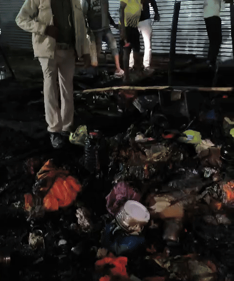 All the items kept in the camp were burnt.