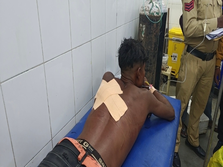 पीठ पर 3 इंच चौड़ा और 4 इंच गहरा घाव।