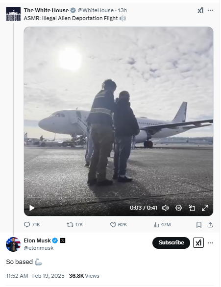 व्हाइट हाउस के इस वीडियो के नीचे इलॉन मस्क ने कमेंट किया है- बेस्ड यानी मैं इसका समर्थन करता करता हूं।