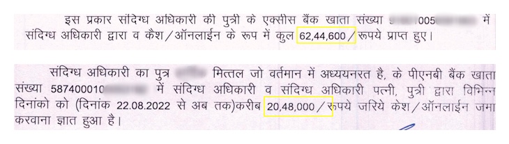 एसीबी को जांच में इंजीनियर के बेटे के खातों में भी ट्रांजेक्शन का रिकॉर्ड मिला है।