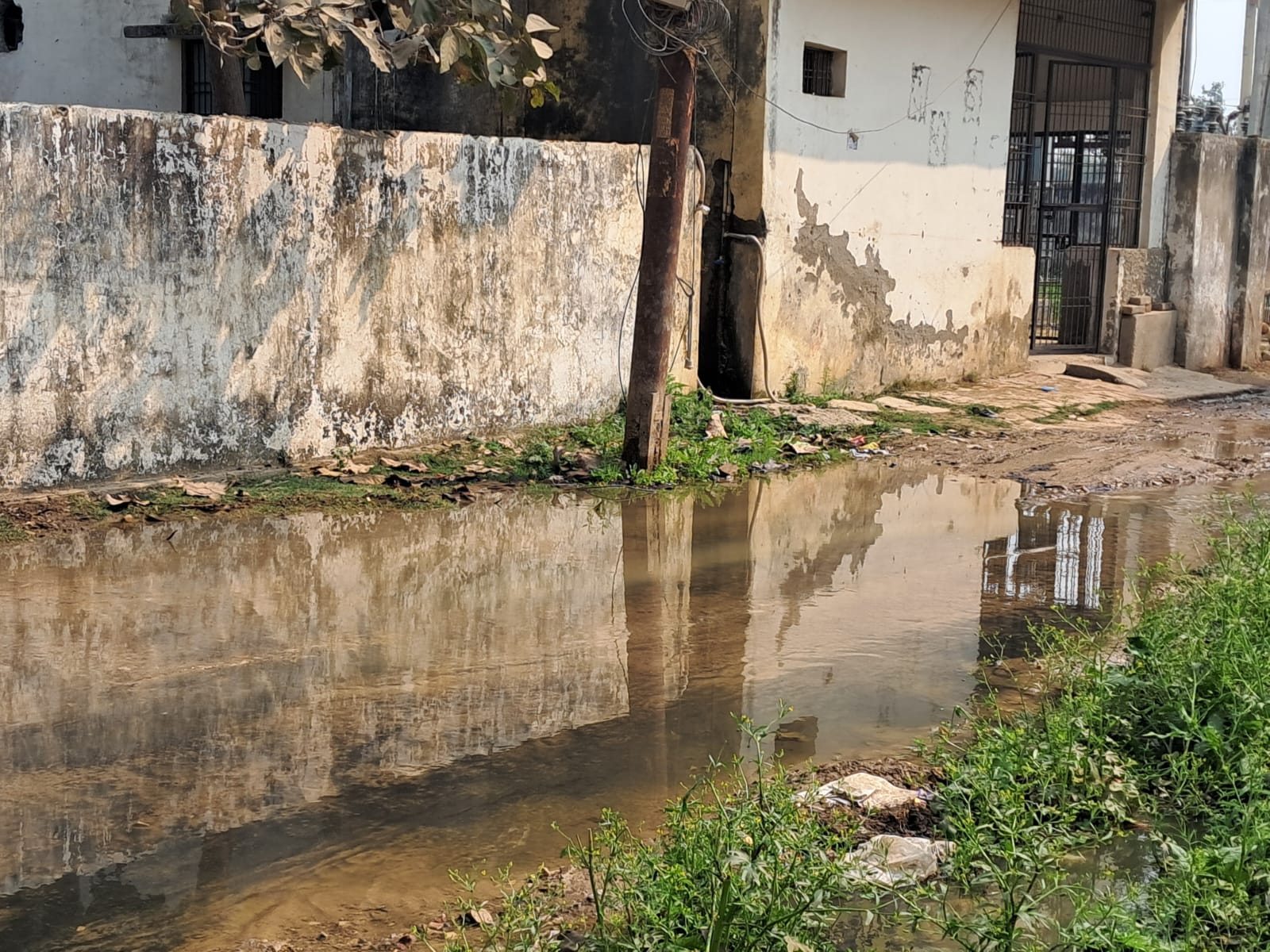 बलरामपुर में सड़कों पर रहा नाली का पानी। - Dainik Bhaskar