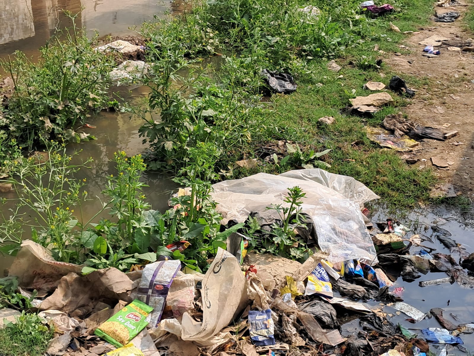 बलरामपुर में सड़कों पर रहा नाली का पानी।