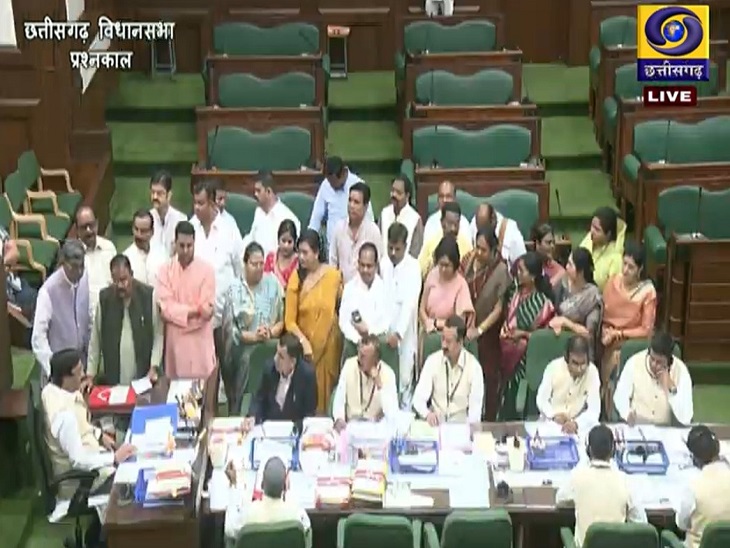 विधानसभा के गर्भ गृह में आए कांग्रेसी विधायक सस्पेंड किए गए।