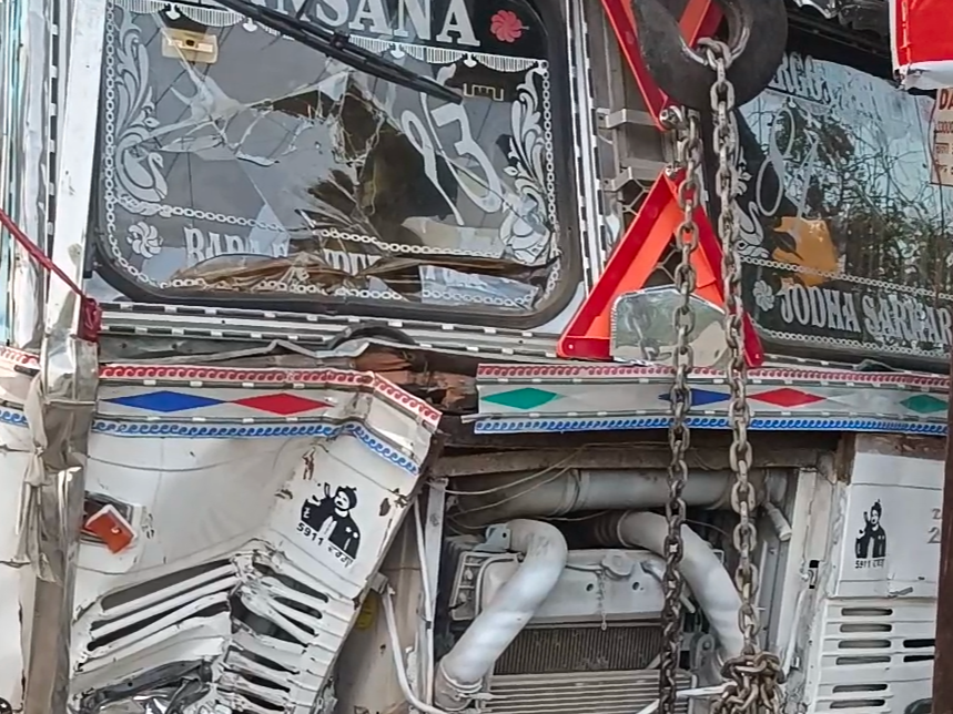 A truck loaded with illegal Chambal river water collided with an ...