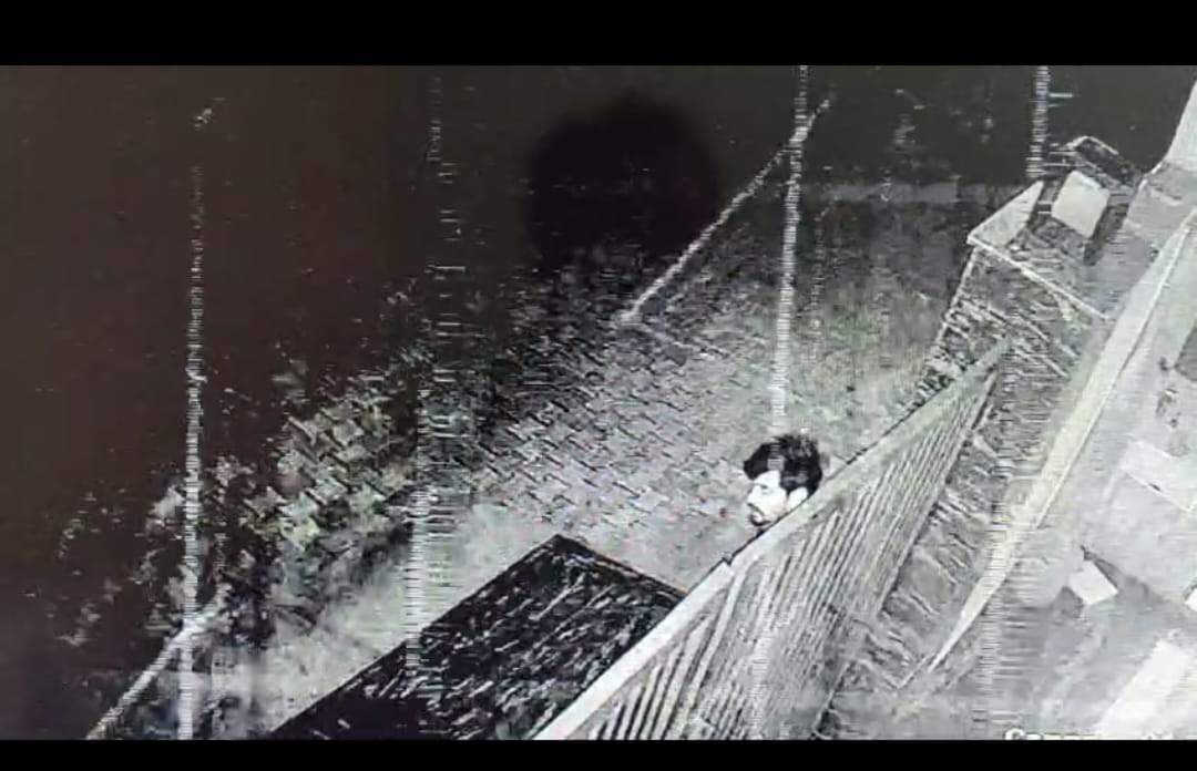 जेई के घर पर चोरी के दौरान गेट पर खड़ा चोर, जो सीसीटीवी कैमरे में कैद हो गया।