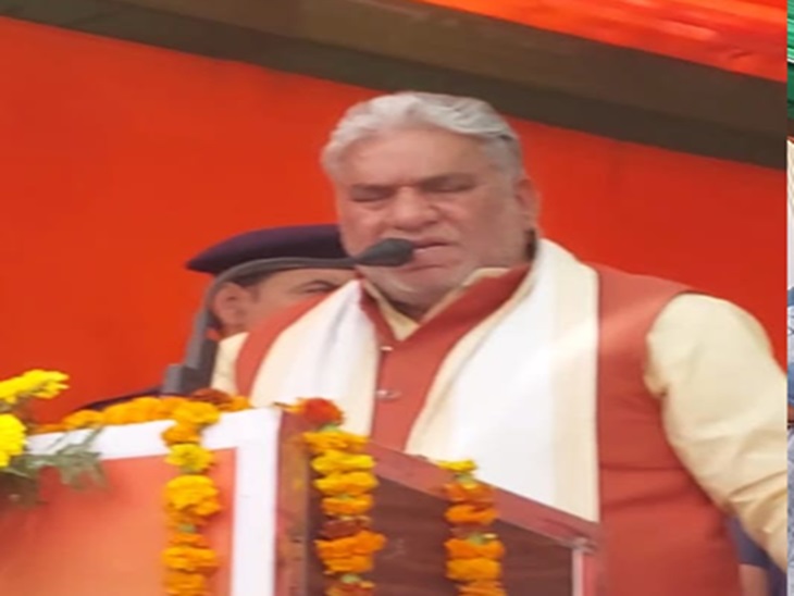 कार्यक्रम में बोलते हुए मंत्री कृष्णलाल पंवार।