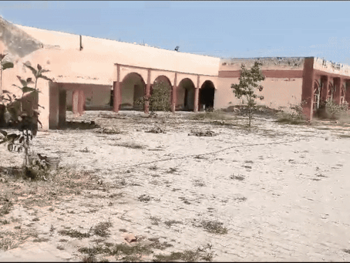 ਘਾਹ ਅਤੇ ਬੂਟੇ ਉੱਚੇ -ਟੇਕ ਸਕੂਲ ਵਿੱਚ ਵਧੇ.