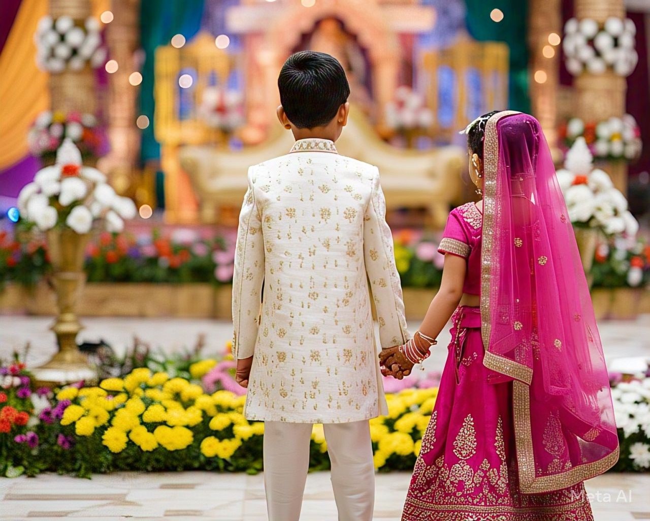 बाल विवाह के समय, गोमरम 10 साल का था और वीरो 3 साल का था। -पोटो मेटा एआई एआई से उत्पन्न हुआ