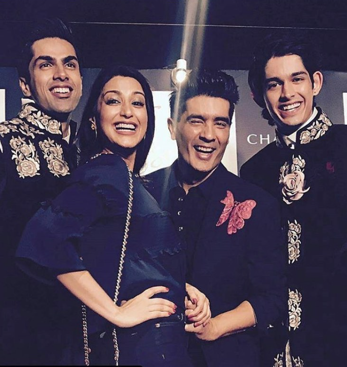 Lakshya Singh with Sonali Bendre and Manish Malhotra.