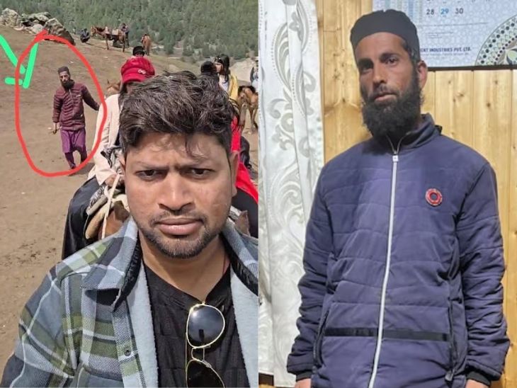Ganderbal police said that the name of the accused is Ayaz Ahmed Jungal. He is being questioned. The accused is wearing a jacket. - Dainik Bhaskar