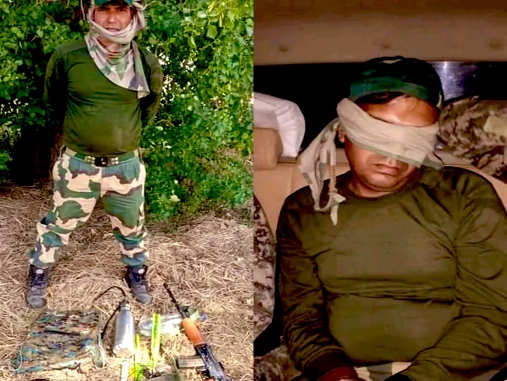 पाक रेंजर्स की गिरफ्त में बीएसएफ जवान की दो तस्वीरें। - Dainik Bhaskar